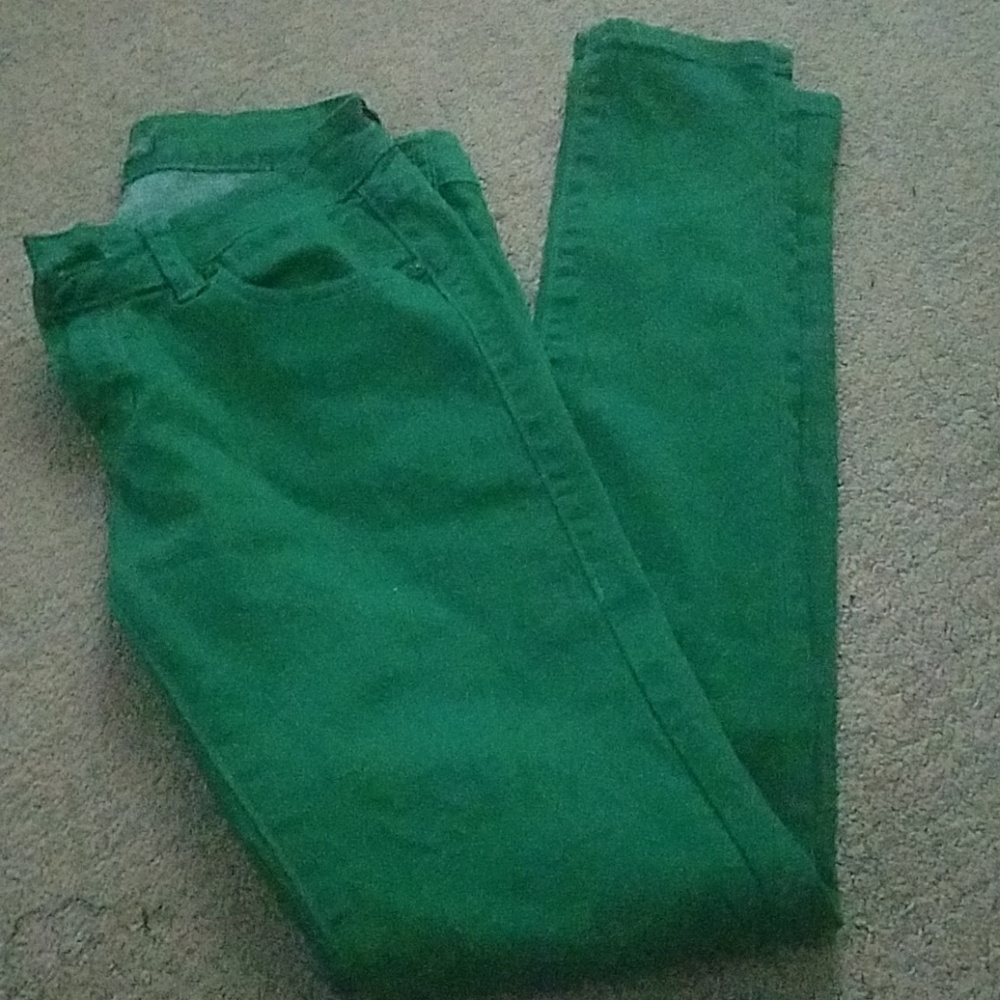 Green skinny jeans